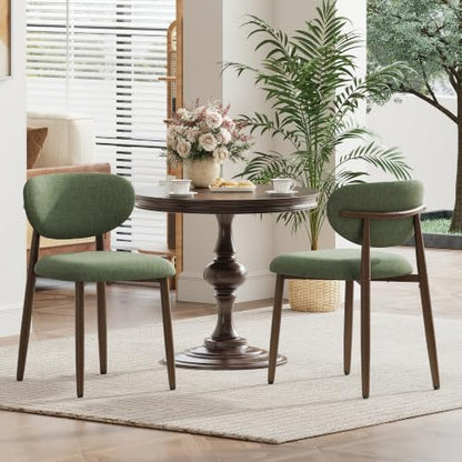 MALOL Upholstered Dining Chairs Set of 2 with Curved Back, Green