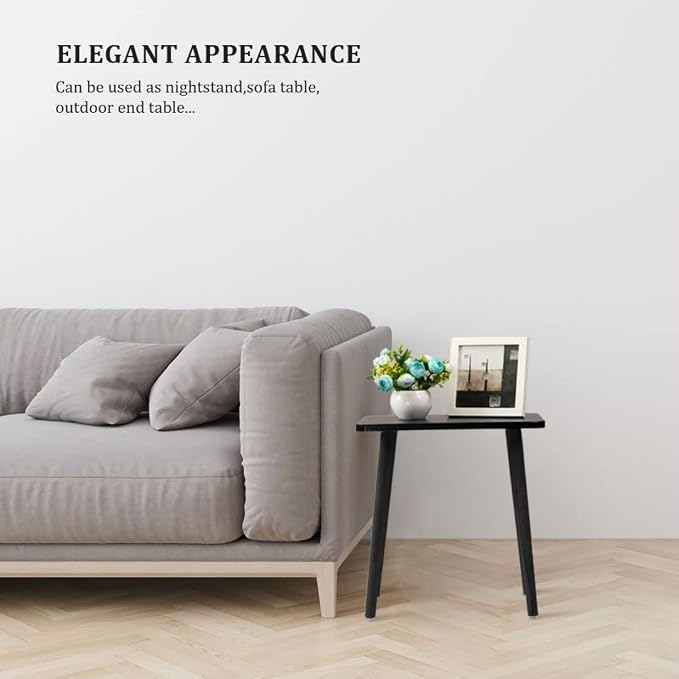 FORAOFUR Side Table, Modern Accent End Table with Wooden Legs, Easy to Assemble Mini Living Room Table for Sofa Bedroom, Minimalist Black Furniture for Small Apartments and Limited Spaces | Minimalist black wood legs, fits sofa/bedroom/living, compact,...