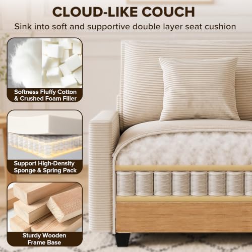 Oversized Modular Sectional Sofa, Cloud Couch with 2 Ottomans & 2 Corners