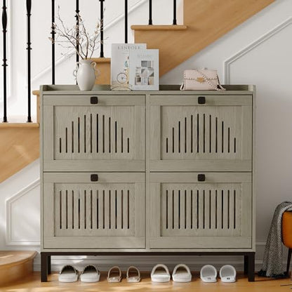 GarveeHome Freestanding Shoe Cabinet for Entryway with 4 Flip Drawers