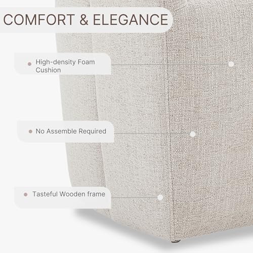 KISLOT Upholstered Dining Chairs with Casters, No Assembly Modern Barrel Armchair with Rollers for Dining Room, Bedroom, Living Room, Reading Room, Home Office, Set of 2, Beige