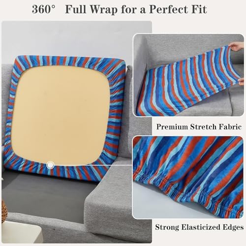 8 Pack Outdoor Cushion Covers, Water Resistant, High Stretch Fit
