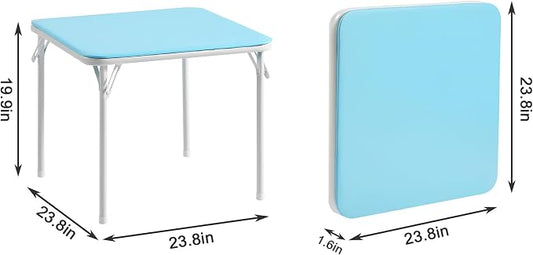 VECELO 24'' Kids Folding Activity Card Table, with Ultra Soft Padded Tabletop, 1 Piece, Blue & White
