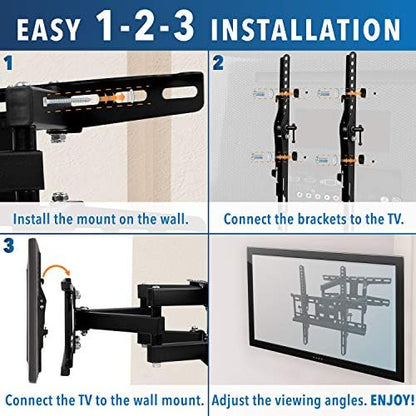 Mount-It! Full Motion TV Wall Mount - Stable Dual Arm Articulating Bracket for 19-50 Inch TVs - Swivel, Tilt & Extend - Universal VESA Wall Mount for Flat Screen, LED, LCD, OLED - 115 lbs Capacity