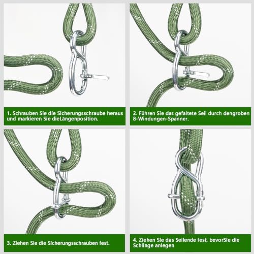 2 Pack Tree Swing Ropes Heavy Duty, 5.6Ft(67") of Green