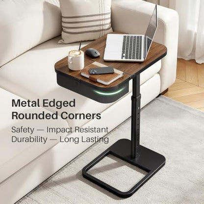 Kitstorack TV Tray Table with Flip-Top Storage, Adjustable Height