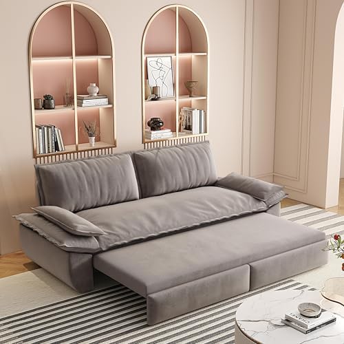 healthomse 73.2" Queen Size Sleeper Sofa Bed, 3-in-1 Convertible Sleeper Sofa Bed, Modern Corduroy Loveseat, for Living Room, Bedroom, Apartment, Office, RV