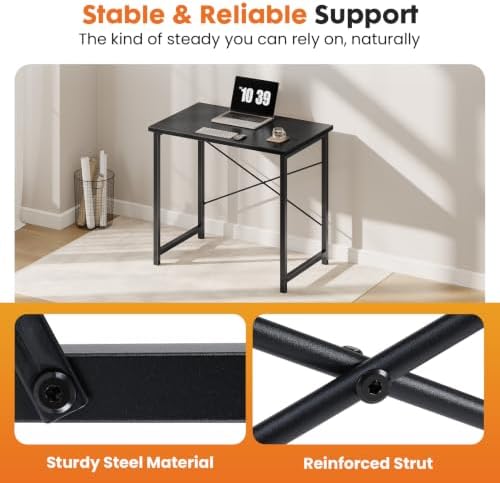 Sweetcrispy 32-Inch Small Computer Desk for Bedroom Home Office, Black