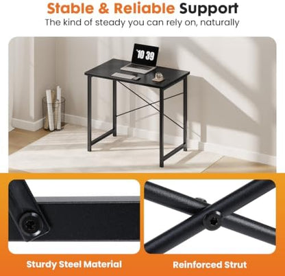 Sweetcrispy 32-Inch Small Computer Desk for Bedroom Home Office, Black
