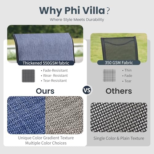 PHI VILLA Outdoor Dining Set for 8, Metal Table & Padded Swivel Chairs，Blue