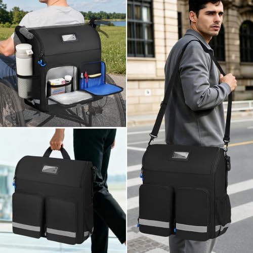 Wheelchair Bags to Hang on Back,Wheelchair Backpack Bag,Wheelchair Accessories Pouch Storage Bag with Thermal Insulation Pocket for Adults & Senior,Bag Only