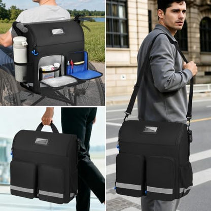 Wheelchair Bags to Hang on Back,Wheelchair Backpack Bag,Wheelchair Accessories Pouch Storage Bag with Thermal Insulation Pocket for Adults & Senior,Bag Only