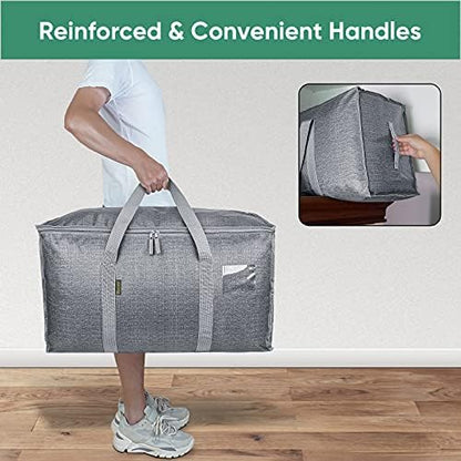 BALEINE 6-Pack Oversized Moving Bags with Reinforced Handles, Heavy-Duty Storage Tote for Clothes, Moving Supplies (Winter Grey, 6-Pack)
