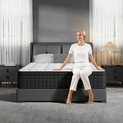Holidaymoon Queen Mattress 12 Inch, Memory Foam Hybrid Pocket Spring Medium Firm in a Box, Cooling Breathable Bedding for Home Bedroom（12 Queen）