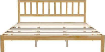 Novilla 12inch King Size Bed Frame Wooden King Bed Frame and Headboard, Classic King Size Bed Frame with Headboard, No Box Spring Needed, Easy Assembly, Pine