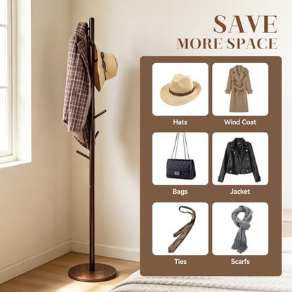 Coat Rack Freestanding- Solid Wood New Zealand Pine Hall Tree