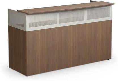 NBF Reception Desk Front Counter Workstation for Office Lobby Reception Area, 75" W x 29" D, Espresso, At Work Collection