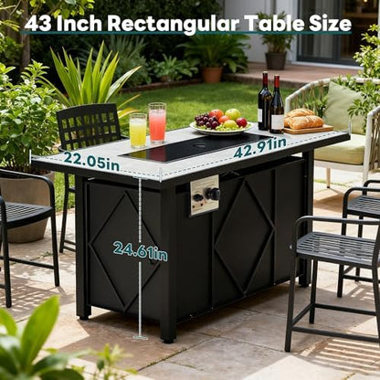 OLIXIS 43 Inch Propane Fire Pit Table, 50,000 BTU Outdoor Gas Fire Table