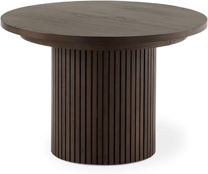 Transformer Table - Solid Wood Extendable Round Dining Table, Extendable Round Dining Table, Space-Saving Modern Furniture, Elegant and Functional Design, Dark Brown (Table Only)