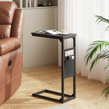 TUTOTAK C Shaped End Table, Side Table for Couch, Sofa Table