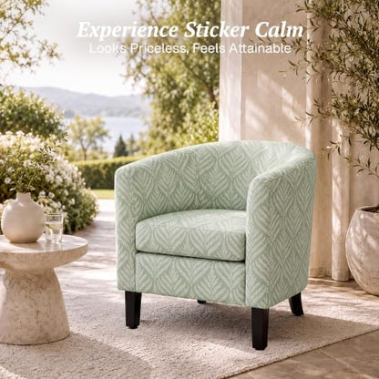 BELLEZE Set of 2 Upholstered Barrel Accent Chair - Frond Green