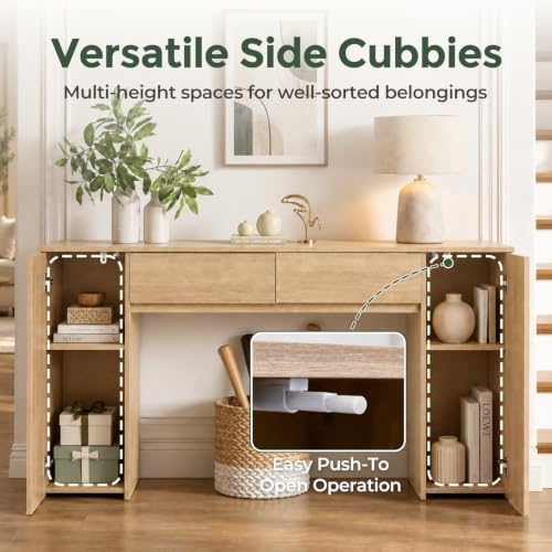 63" Entryway Table Console Table with Drawers & Hidden Cabinets