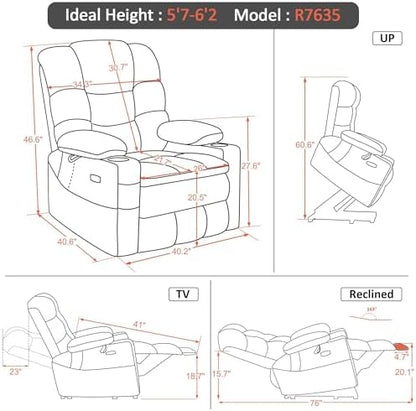 MCombo 3 Motor Lay Flat Power Lift Recliner for Elderly R7635 (Large-Wide)