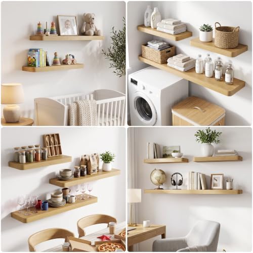 RICHFOCUS 72Inch Long Floating Shelves for Wall 1Pack, Oak, 8" Deep