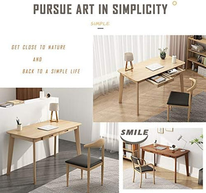 IOTXY Solid Wood Writing Desk - Home Office Laptop Computer Table, White