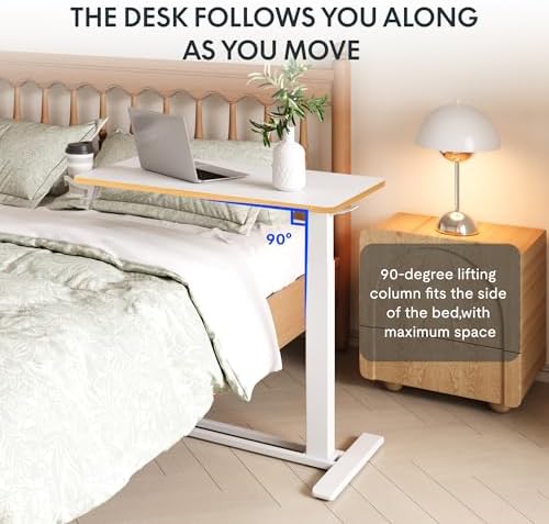 FLEXISPOT H7 32" Pneumatic Height-Adjustable Overbed Table with Wheels