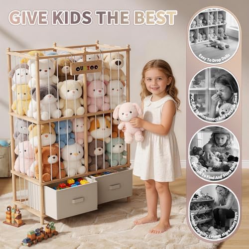 Extra Large Stuffed Animal Storage, Wooden Stuffed Animal Zoo Organizer