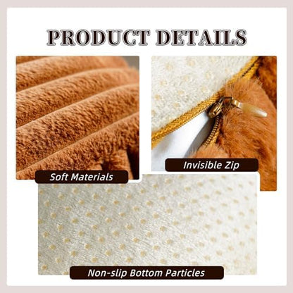 Square Storage Pouf Cover Ottoman Foot Rest, Caramel
