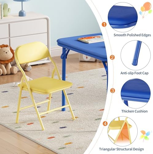 GarveeHome 3-Piece Kids Folding Table and Chairs Set, Activity Table Set