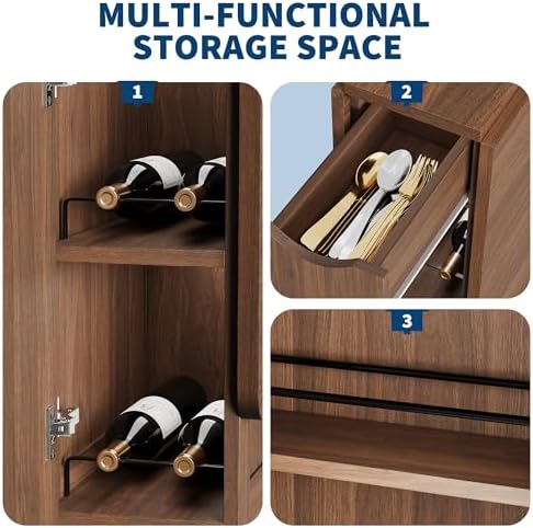 IDEALHOUSE Folding Dining Table, Folding Kitchen Table with Drawers and Storage, Apartments, Small Spaces, Brown