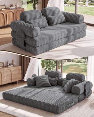 78.8" Futon Sofa Bed, High Back Boneless Couches for Living Room