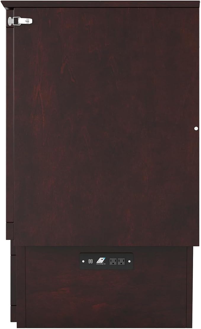 AFI, Monroe Queen Murphy Bed Chest with 6" Mattress, Storage Drawer & Built-in USB Charger, Espresso