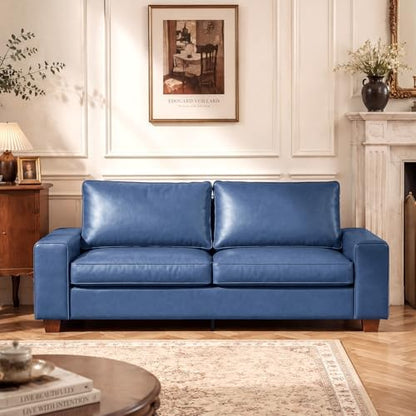 COUCHOICE Modern Faux Leather Sofa Couch (88.58", Blue)