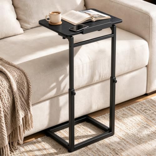 TV Tray Table for Couch,Adjustable C Table,Couch Table for Eating