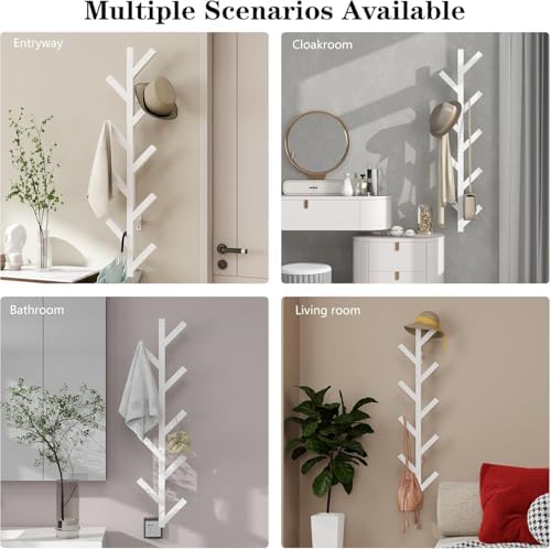 Vlush Wall-Mounted Coat Racks, 2 Pack 9 Hooks, White Coat hooks