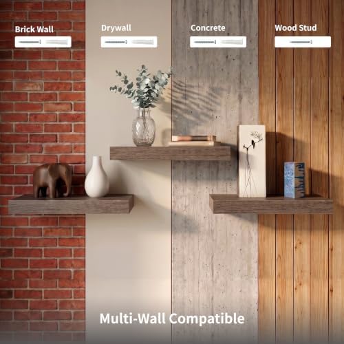 Small Floating Shelves for Bathroom, Smoke Gray, 12 Inch, Set of 3