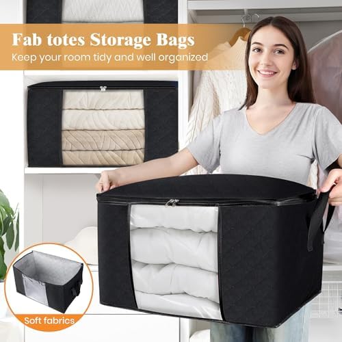 3 Pack Storage Bags for Clothes Blanket Storage Bins with Lids