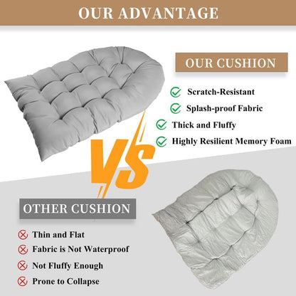 Thicken Egg Chair Cushion Replacement, Outdoor Hammock Swing Cushions with Ties, Hanging Wicker Basket Seat Pad with High Elasticity PP Cotton, for Garden Patio Porch Furniture (Only Cushion)