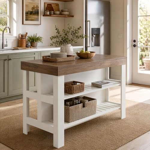 Tribesigns Kitchen Island with Storage Shelves