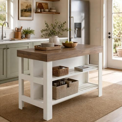 Tribesigns Kitchen Island with Storage Shelves
