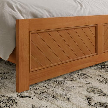 AFI, Berkshire Queen Solid Wood Low Profile Platform Bed with Matching Footboard, Light Toffee