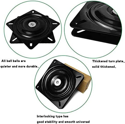 MySit 7" Heavy Duty Bar Stool Swivel Plate Replacement, Square Swivel Mechanism for Recliner Chair or Furniture - Ball Bearing Swivel Boat Seat