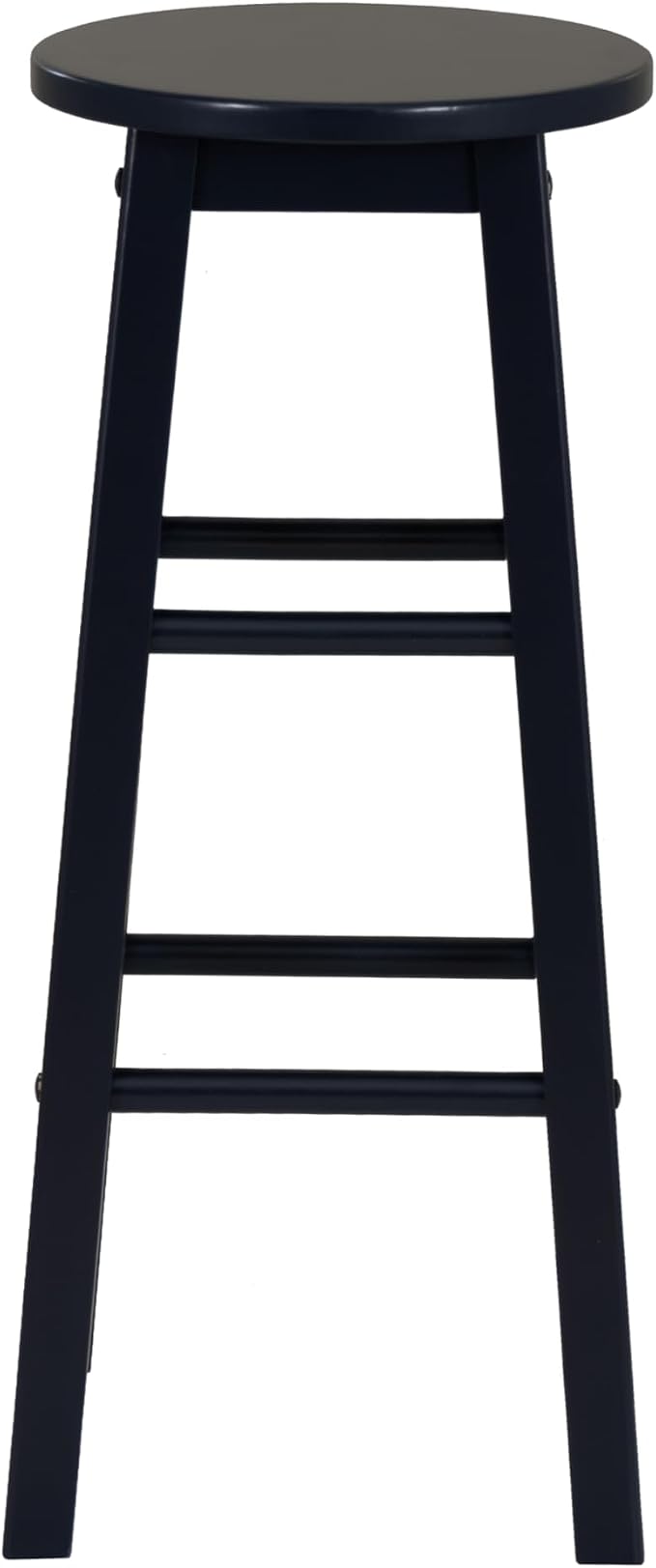 Linon Zeke Navy Blue Solid Wood Backless Round Barstool with 29 inch Seat Height