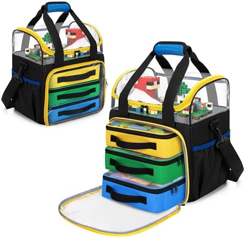 Rexmica 4 Packs Toy Storage Organizer Pouch Bag Compatible with Lego Brick