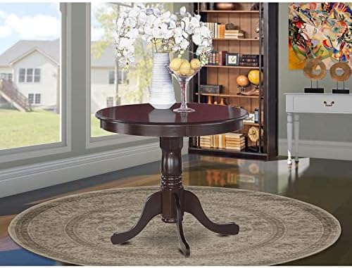 East West Furniture ANT-CAP-TP Antique Dining Room Table - a Round kitchen Table Top with Pedestal Base, 36x36 Inch, Cappuccino