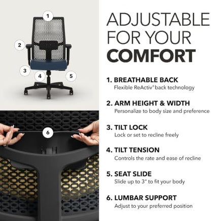 HON Ignition 2.0 ReActiv Ergonomic Office Chair, Lumbar Support, Ocean
